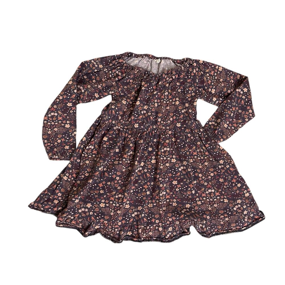 City Mouse Ditsy Floral Long Sleeve Ruffle Hem Dress Size 6